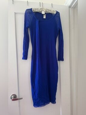 Cobalt Blue JPG Long Sleeve Midi Dress